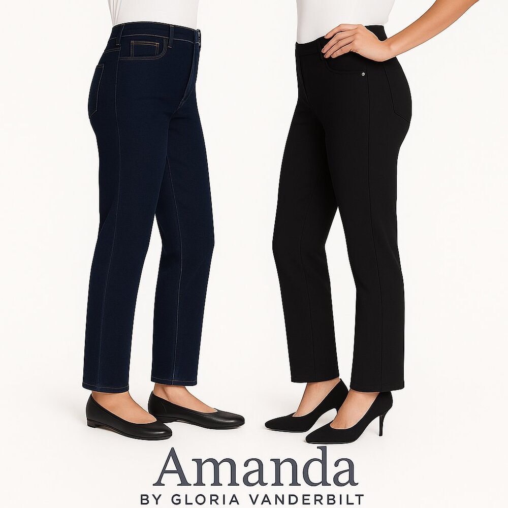 Gloria Vanderbilt Women's Amanda Original Slimming Jean, D. Blue 4,14| Black 14